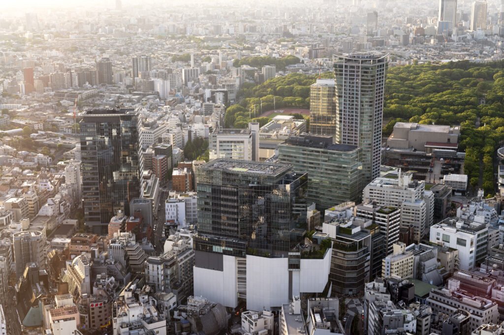 city streets park high angle