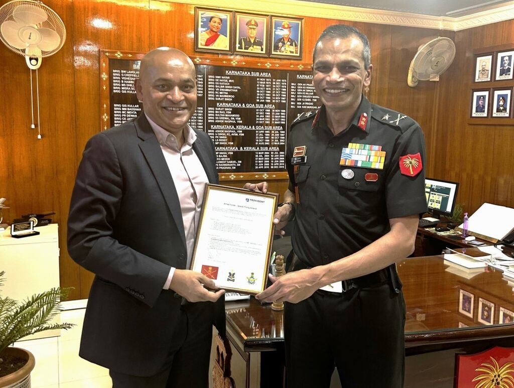 Mallanna Sasalu CEO Provident Housing Limited with Maj Gen Ravi Murugan GOC KK Sub Area