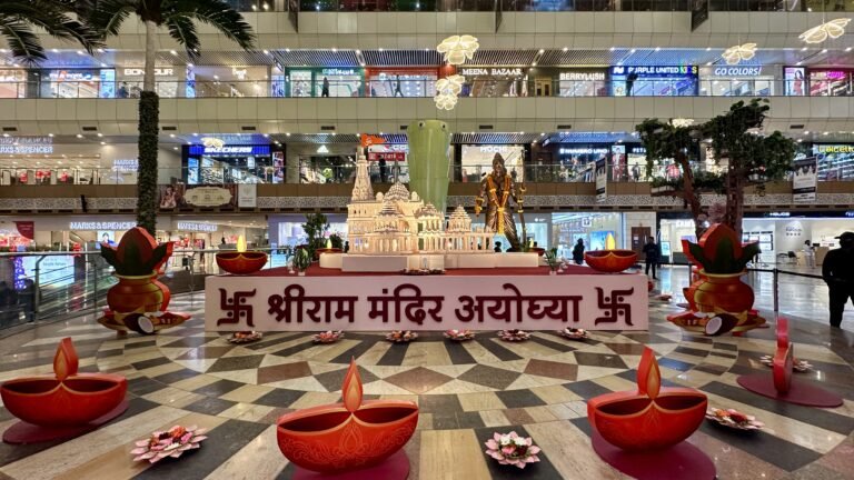 Ayodhya temple and 14 foot tall idol of Lord Shree Ram at Gaur City Mall 1