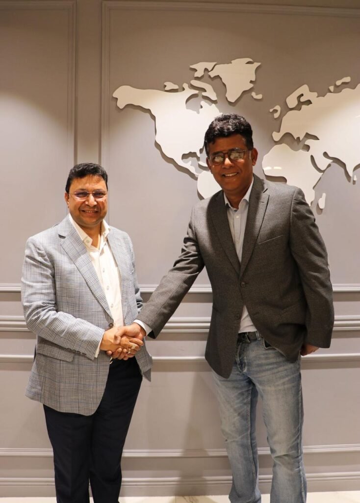 From left to right lalit agarwal vice chairman and co founder signature global india ltd and Aniru