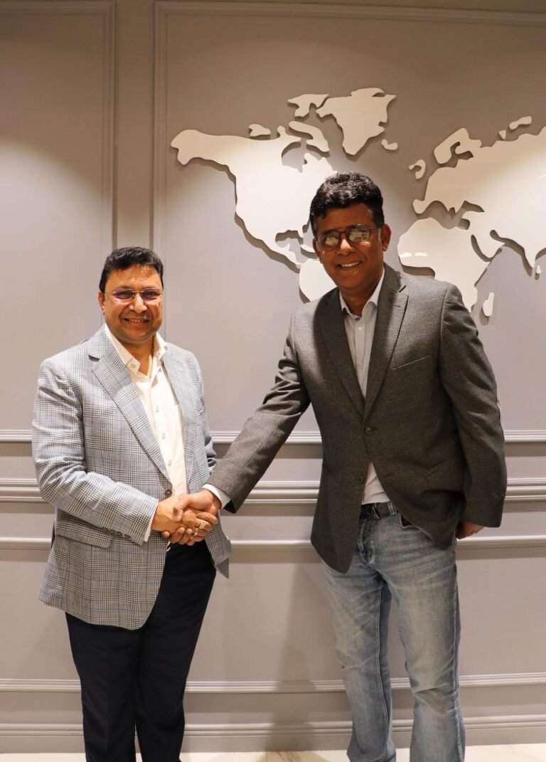 From left to right lalit agarwal vice chairman and co founder signature global india ltd and Aniru