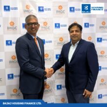 Mahesh Misra MD CEO IMGC and Pawan Bhansali Senior EVP – Bajaj Housing Finance at the partnership announcement to expand affordable housing finance