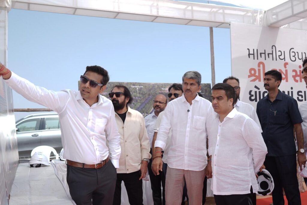 Gujarat Deputy CM Harsh Sanghavi Reviews GAP Group’s Akhilam Township in Dholera Tour 2 Gujarats Deputy CM Harsh Sanghavi 2