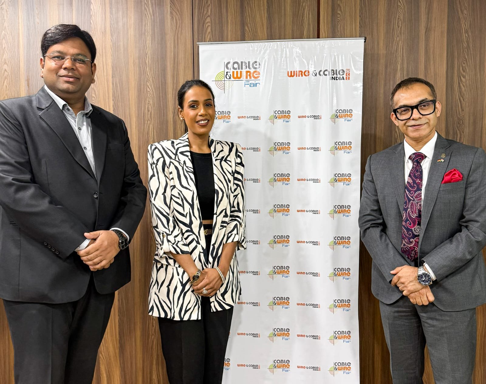 Image From L to R Priyank Jain CEO Tulip 3P Media and Founding Director Cable Wire Fair and Wire Cable India Anchal Jain Chief Strategy Officer Tulip 3P Media and Gaurav Sood CEO Manag