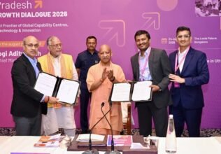 Photo Caption: (L-R): Deepak Kumar, Infrastructure & Industrial Development Commissioner, Government of Uttar Pradesh; Suresh Kumar Khanna, Minister of Finance and Parliamentary Affairs, Government of Uttar Pradesh; Yogi Adityanath, Chief Minister of Uttar Pradesh; Shailendra Konanur Subbaraya, COO – South, Embassy Developments Limited; and Amit Shetty, CEO, Embassy REIT, at the signing of the MoU at the UP Growth Dialogue 2026, The Leela Palace, Bengaluru.