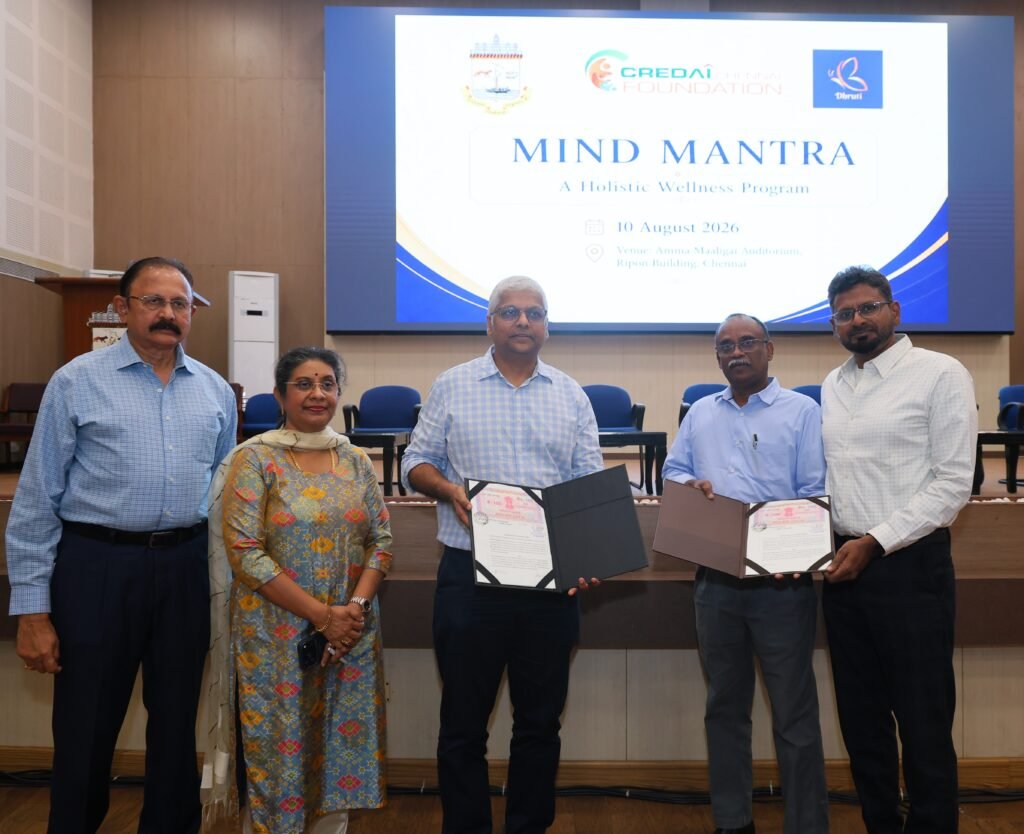 Greater Chennai Corporation, CREDAI Chennai, and Dhruti Charitable Trust Launch ‘Mind Mantra’ Workplace Wellness Programme 2 Greater Chennai Corporation, CREDAI Chennai, and Dhruti Charitable Trust Launch ‘Mind Mantra’ Workplace Wellness Programme