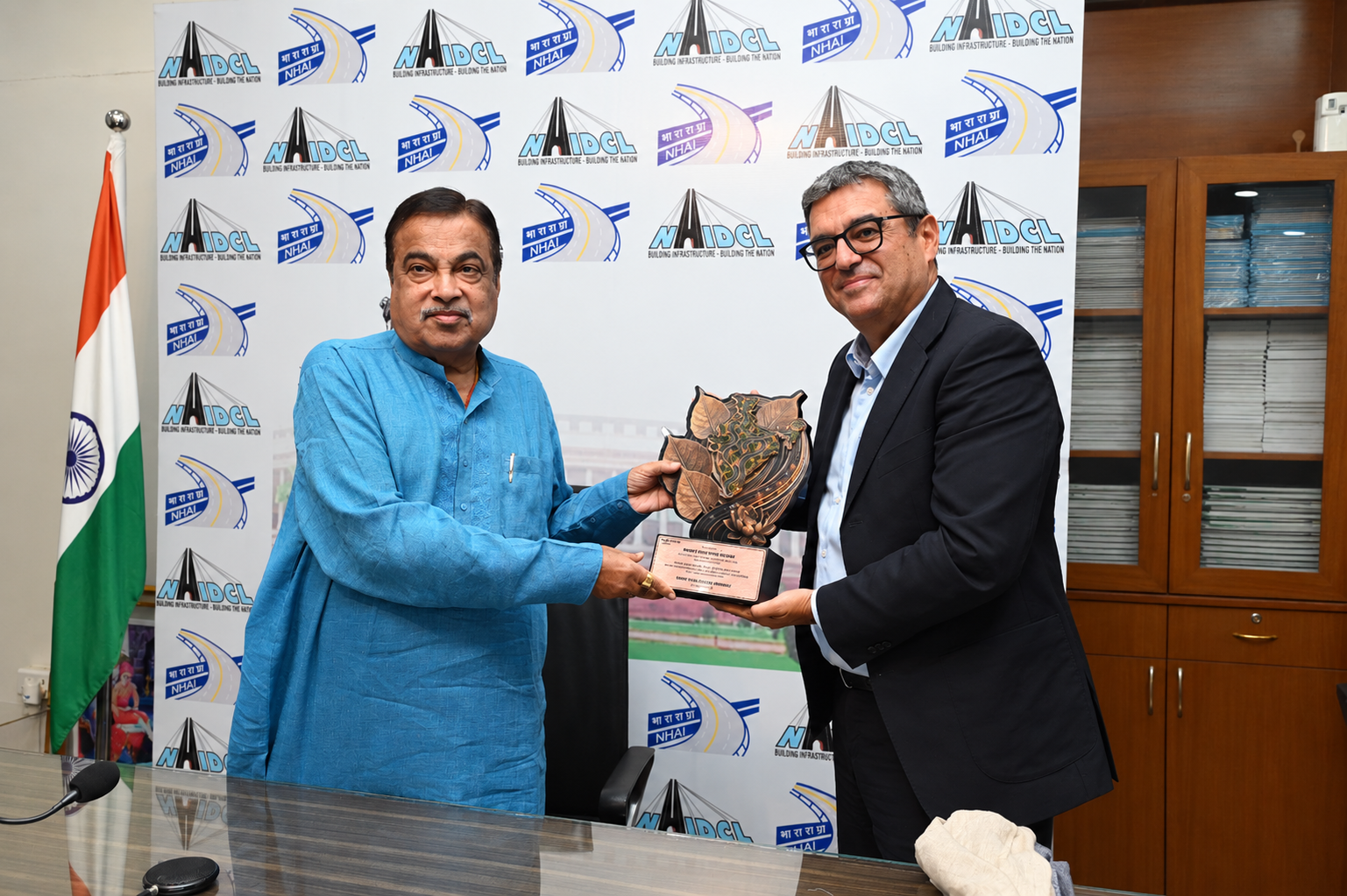 Union Minister Nitin Gadkari and Yves Padrines CEO Nemetschek Group